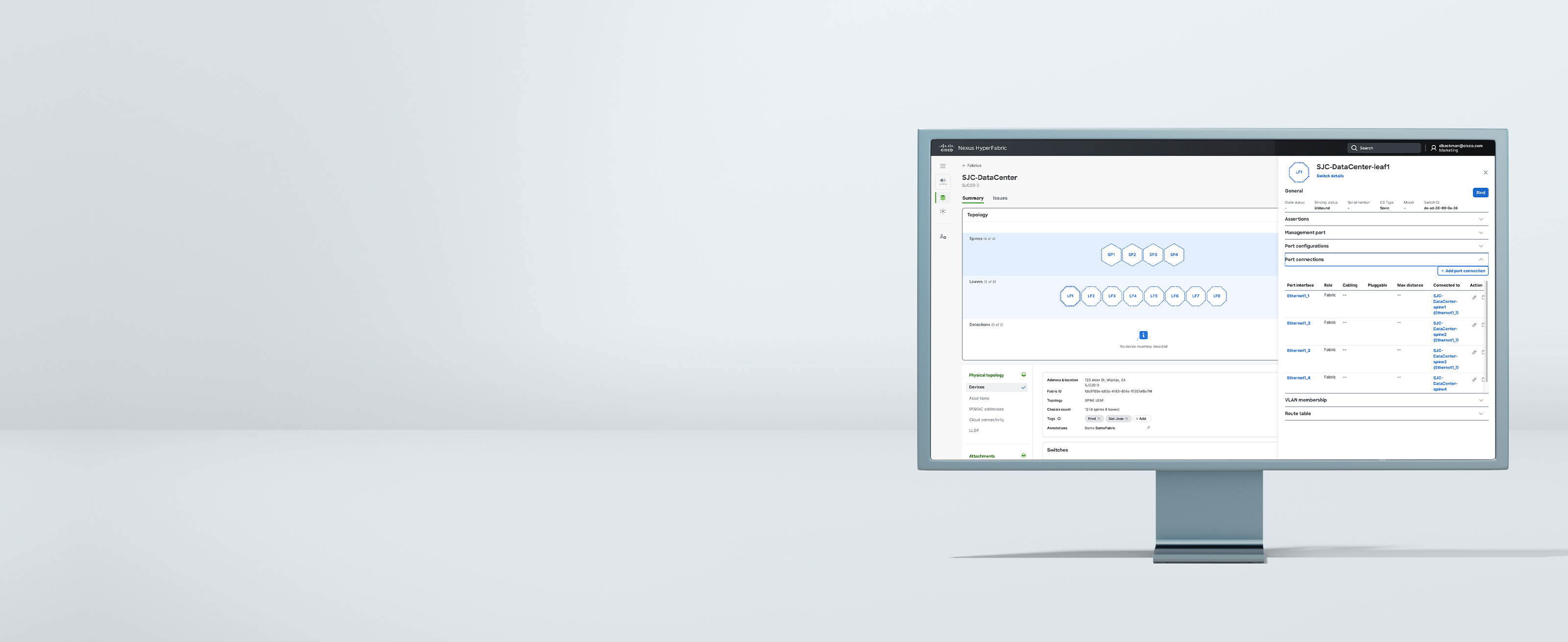 Monitor displaying a dashboard in Nexus Hyperfabric