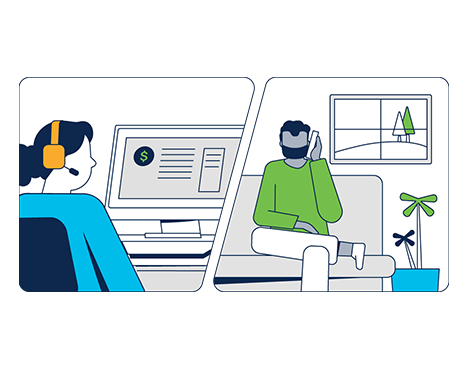 Illustration of service provider assisting customer